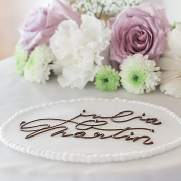 floral wedding cake with chocolate