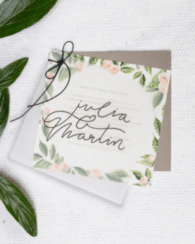 Invitation1 floral wedding transparent paper, natural blanc, craft paper
