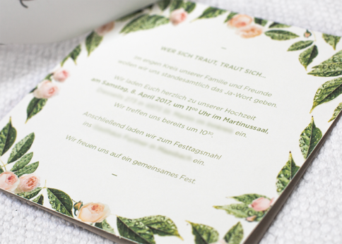 Invitation1 floral wedding text Date + Place