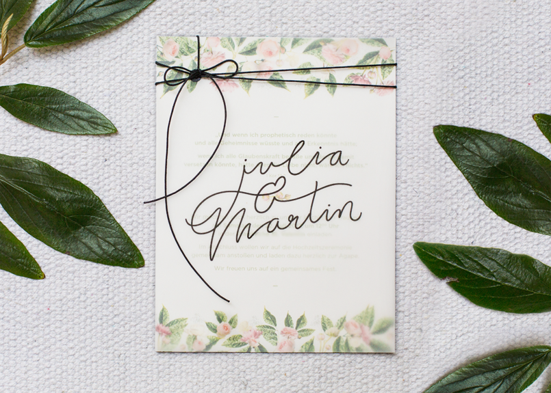Invitation Church floral wedding front transparent paper