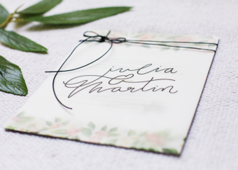 Invitation Church floral wedding waxed twine
