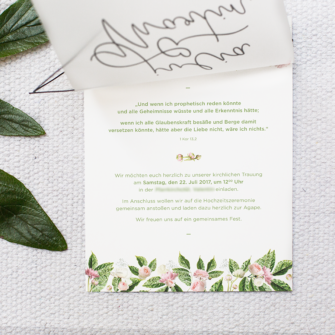 Invitation Church floral wedding flowery invitation
